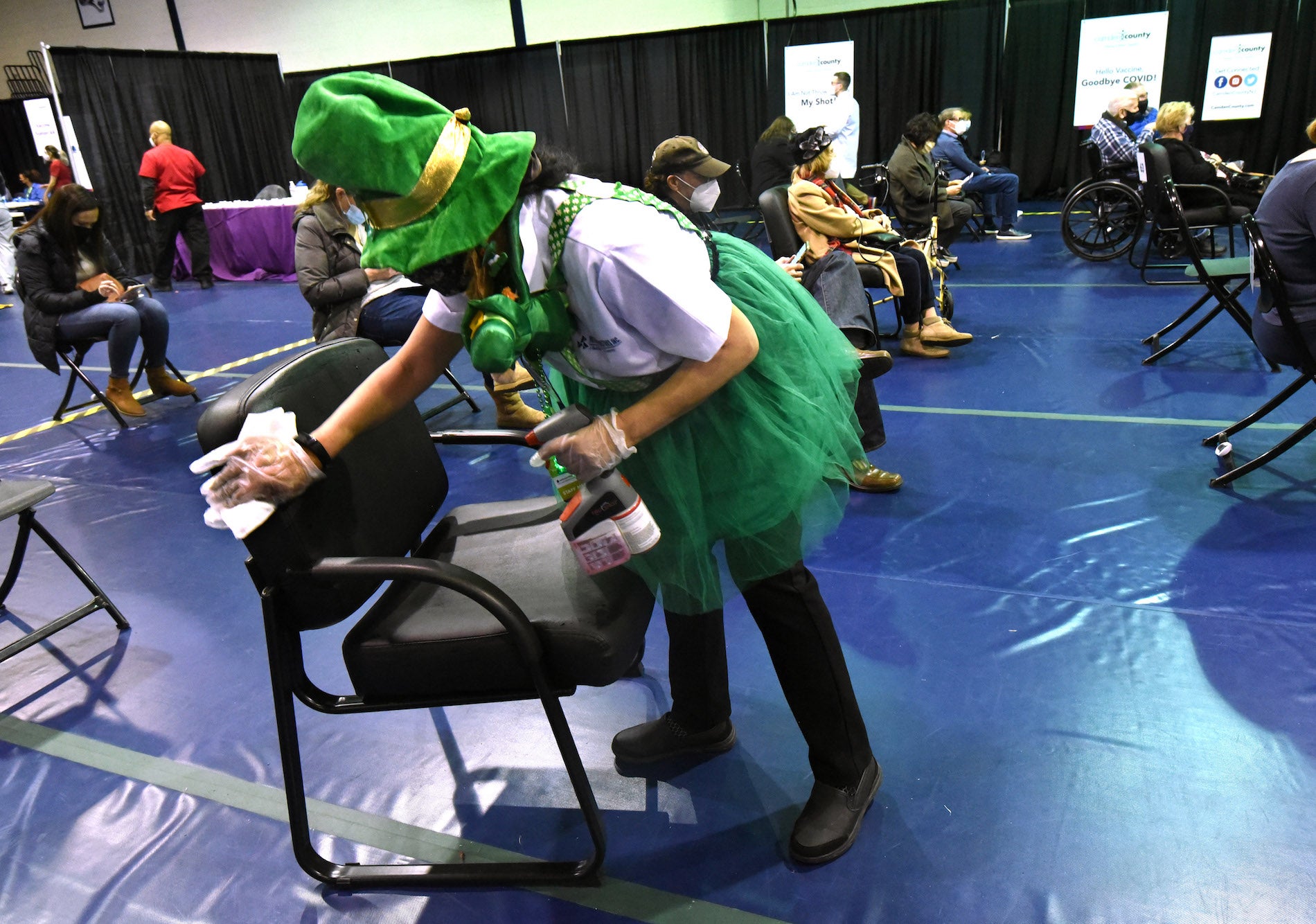 Costumed N J Custodian Entertains Seniors At Vaccine Clinic Whyy