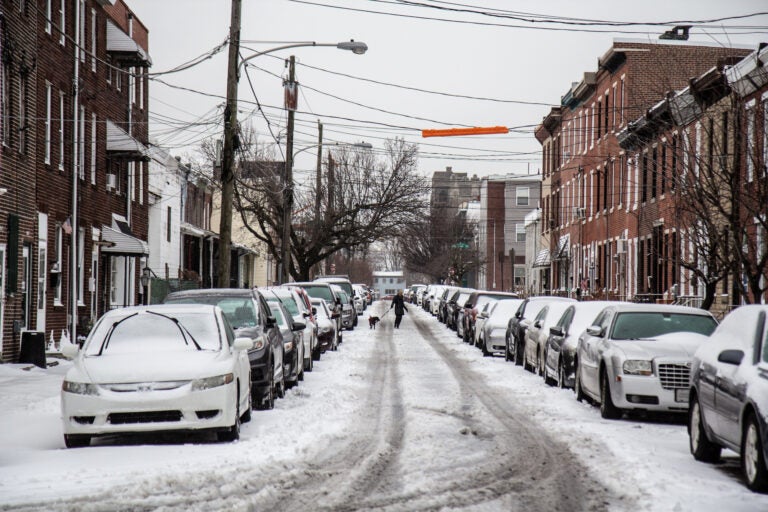 A few inches of snow coat the ground in Philadelphia