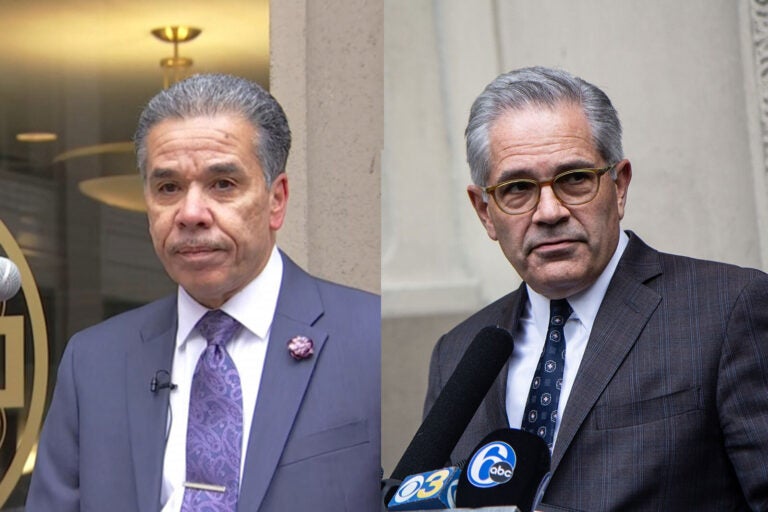 Left: Former prosector Carlos Vega (NBC10) Right: Philadelphia District Attorney Larry Krasner (Kimberly Paynter/WHYY)