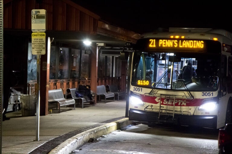 Transit riders board a SEPTA bus at the 69th Street bus depot in Upper Darby. (Kimberly Paynter/WHYY)