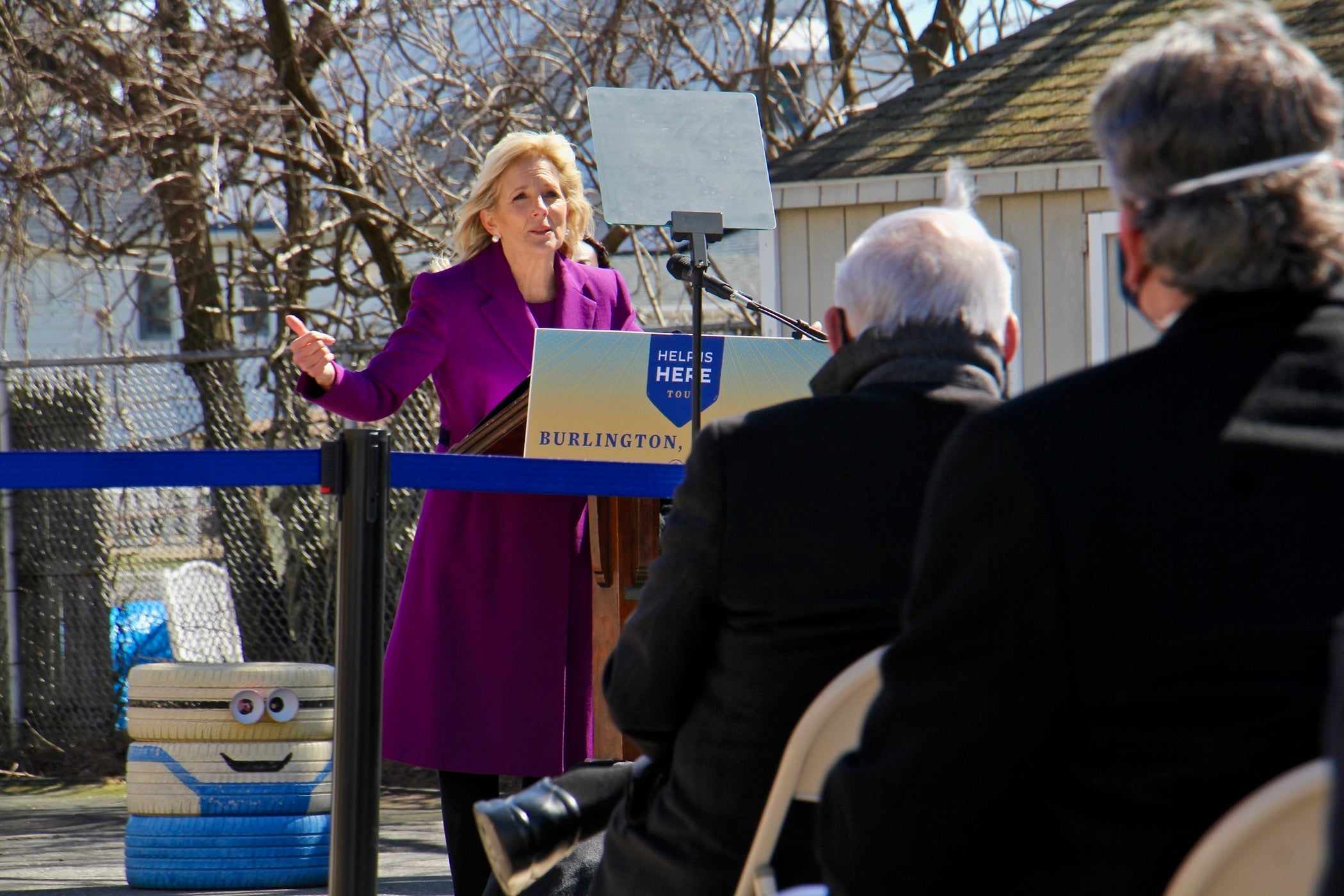 ill Biden speaks on the playground at Samuel Smith Elementary