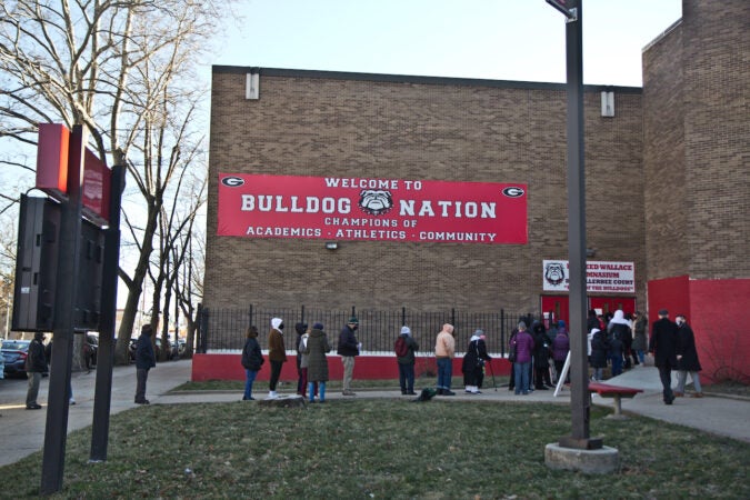 Nicetown residents lined up for COVID-19 vaccinations at Simon Gratz High School Mastery Charter