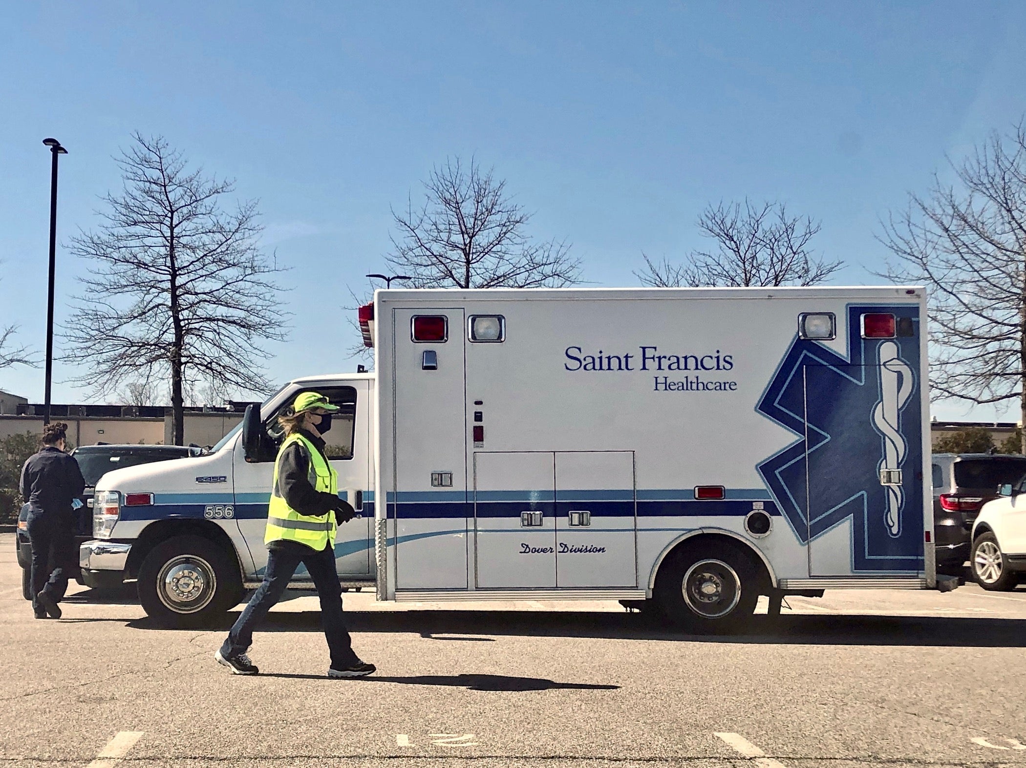 A medical van patrols the post-shot, self-observation area