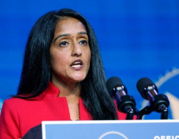 Associate Attorney General nominee Vanita Gupta speaks during an event with President-elect Joe Biden and Vice President-elect Kamala Harris at The Queen theater in Wilmington, Del.