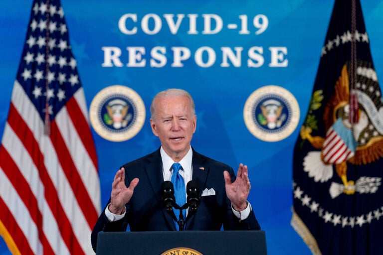 In the March 10, 2021, photo, President Joe Biden speaks in the South Court Auditorium in the Eisenhower Executive Office Building on the White House Campus in Washington. (AP Photo/Andrew Harnik)