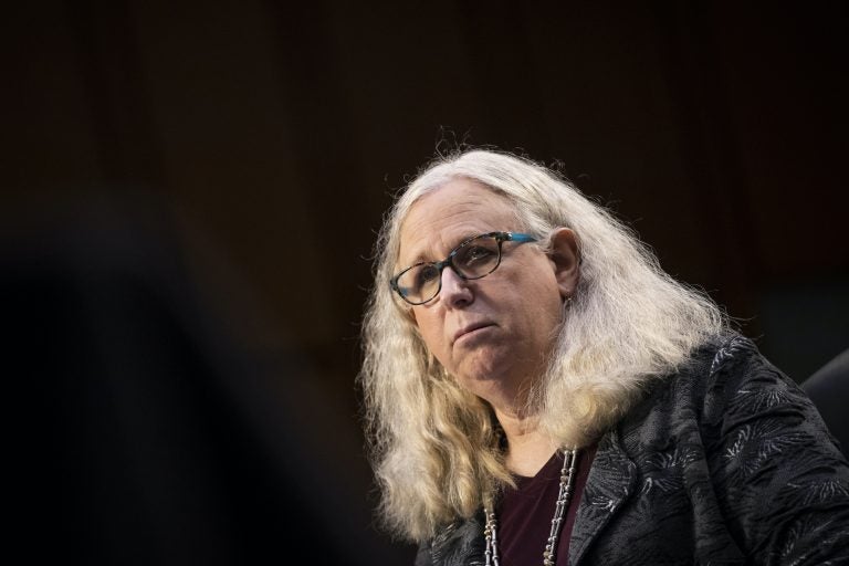 In this Feb. 25, 2021, file photo, Rachel Levine, nominated to be an assistant secretary at the Department of Health and Human Services, testifies before the Senate Health, Education, Labor, and Pensions committee on Capitol Hill in Washington. (Caroline Brehman/Pool via AP)