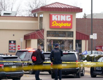 Police outside a King Soopers grocery store where a mass shooting took place