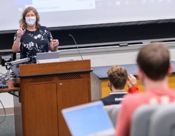 First day of classes for the Fall 2020 semester: Lydia Timmins, Assistant Professor of Communications, kicks off her Fall Semester 2020 class 
