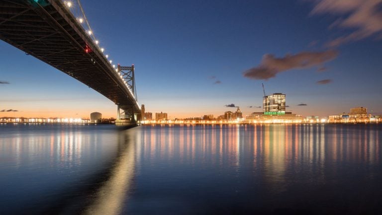 The Delaware River at the Ben Franklin Bridge