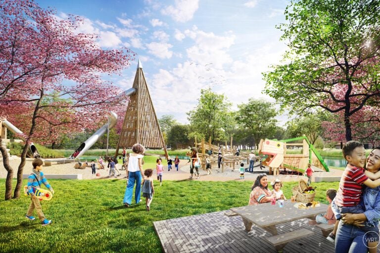 An's artist's rendering of a three-acre playground planned for FDR Park. (City of Philadelphia)