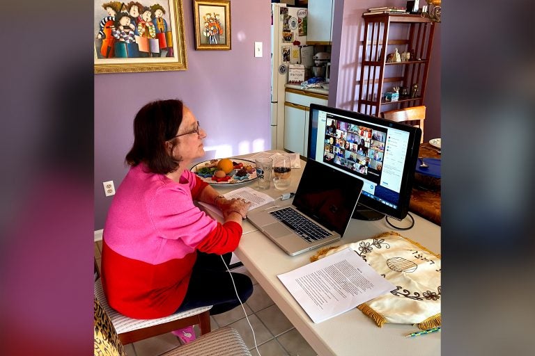 Amy Berkowitz during an online Passover Seder in 2020. (Courtesy of Amy Berkowitz)