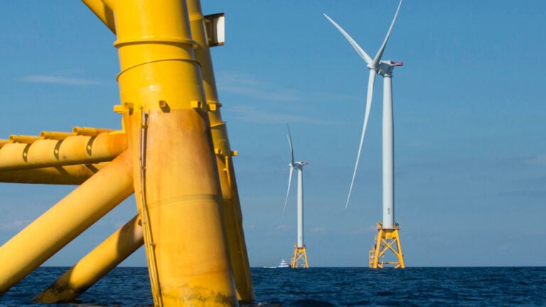 Wind turbines from the Deepwater Wind project off Block Island, Rhode Island