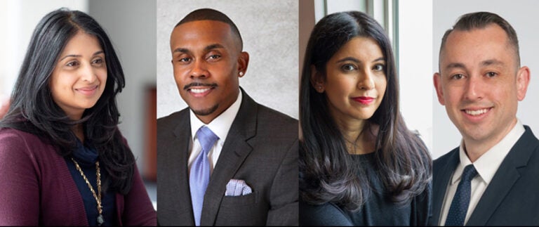 From left to right: Jaya Aysola, founder and executive director of Penn Medicine’s Center for Health Equity Advancement, Pierre Johnson, University of Chicago OB-GYN, Madi Sinha, physician and author, and Cesar Padilla, obstetric anesthesiologist