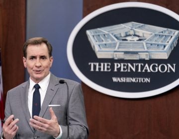 Pentagon spokesman John Kirby, seen here at the Pentagon last week, announced the military's new policies on Wednesday, International Transgender Day of Visibility. (Andrew Harnik/AP)
