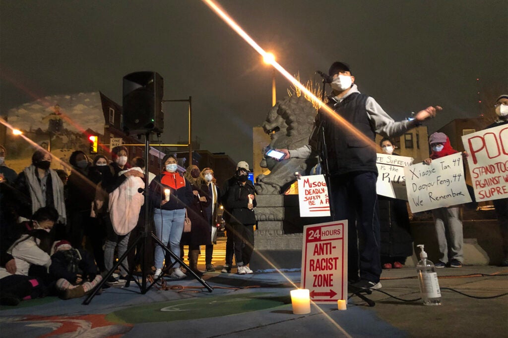 Mourners gather in Chinatown in the wake of the Atlanta-area shootings