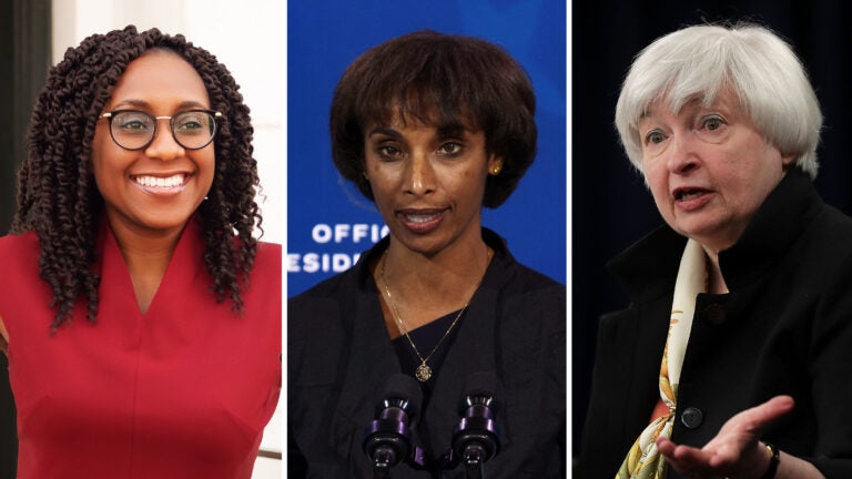 From left: Chief Labor Department economist Janelle Jones, chair of the Council of Economic Advisers nominee Cecilia Rouse and Treasury Secretary Janet Yellen.
(Department of Labor and Alex Wong/Getty Images)