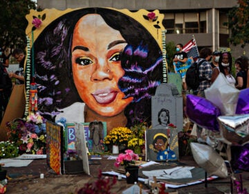 A makeshift memorial in downtown Louisville, Ky., for Breonna Taylor in September 2020. Taylor was killed a year ago in her home during a botched narcotics raid carried out by Louisville police.
