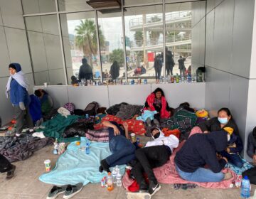 These are among the Central Americans who were expelled by the border patrol from the United States and left in Reynosa, Mexico. They say Mexican officials told them if they don't leave they would be sprayed with water. (John Burnett/NPR)