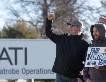 United Steelworkers members strike outside a metal supplier in Westmoreland County.