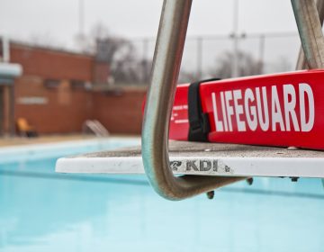 A closeup of a lifeguard stand at Samuel Recreation Center