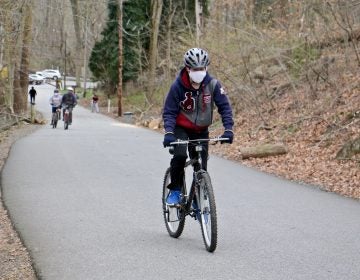 Bicyclists take advantage of the multi-use trail at Ridley State Park in Media, Pa. (Emma Lee/WHYY)