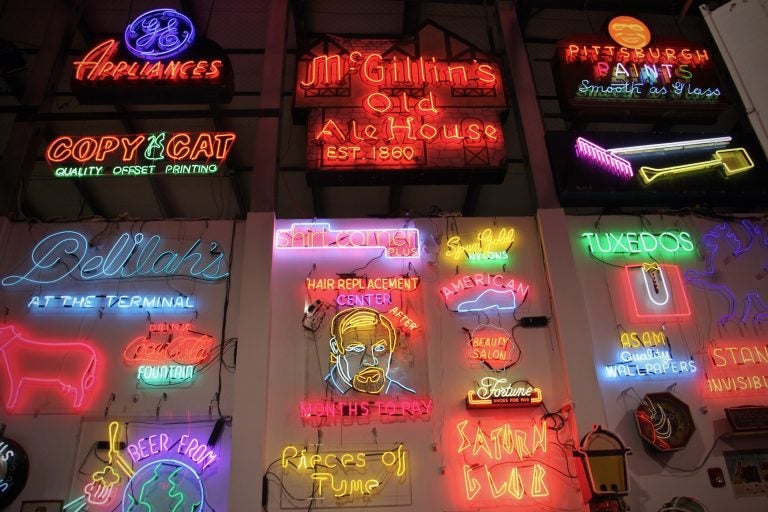 Many of the items in the Neon Museum are restored signs from Philadelphia businesses. (Emma Lee/WHYY)