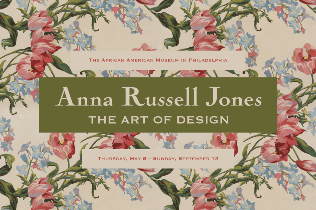 A promotional image for “Anna Russell Jones: The Art of Design”