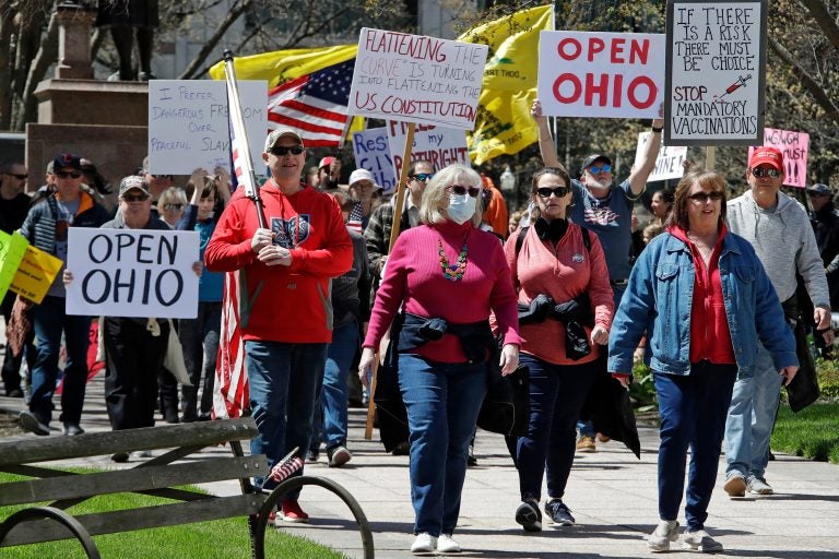 People protesting the stay home order in Ohio