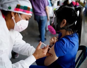 In this April 23, 2021, file photo, a health care worker inoculates Dr. Virma Rivas with the Sputnik V COVID-19 vaccine, as part of a vaccination campaign in Tegucigalpa, Honduras. (AP Photo/Elmer Martinez)