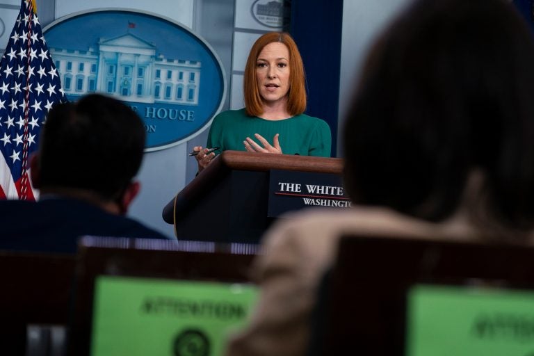 White House press secretary Jen Psaki speaks during a press briefing at the White House, Tuesday, April 27, 2021, in Washington. (AP Photo/Evan Vucci)