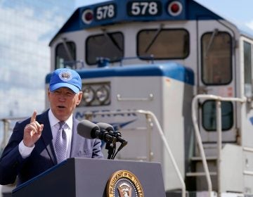 President Joe Biden speaks during an event to mark Amtrak's 50th anniversary at 30th Street Station in Philadelphia, Friday, April 30, 2021. (AP Photo/Patrick Semansky)
