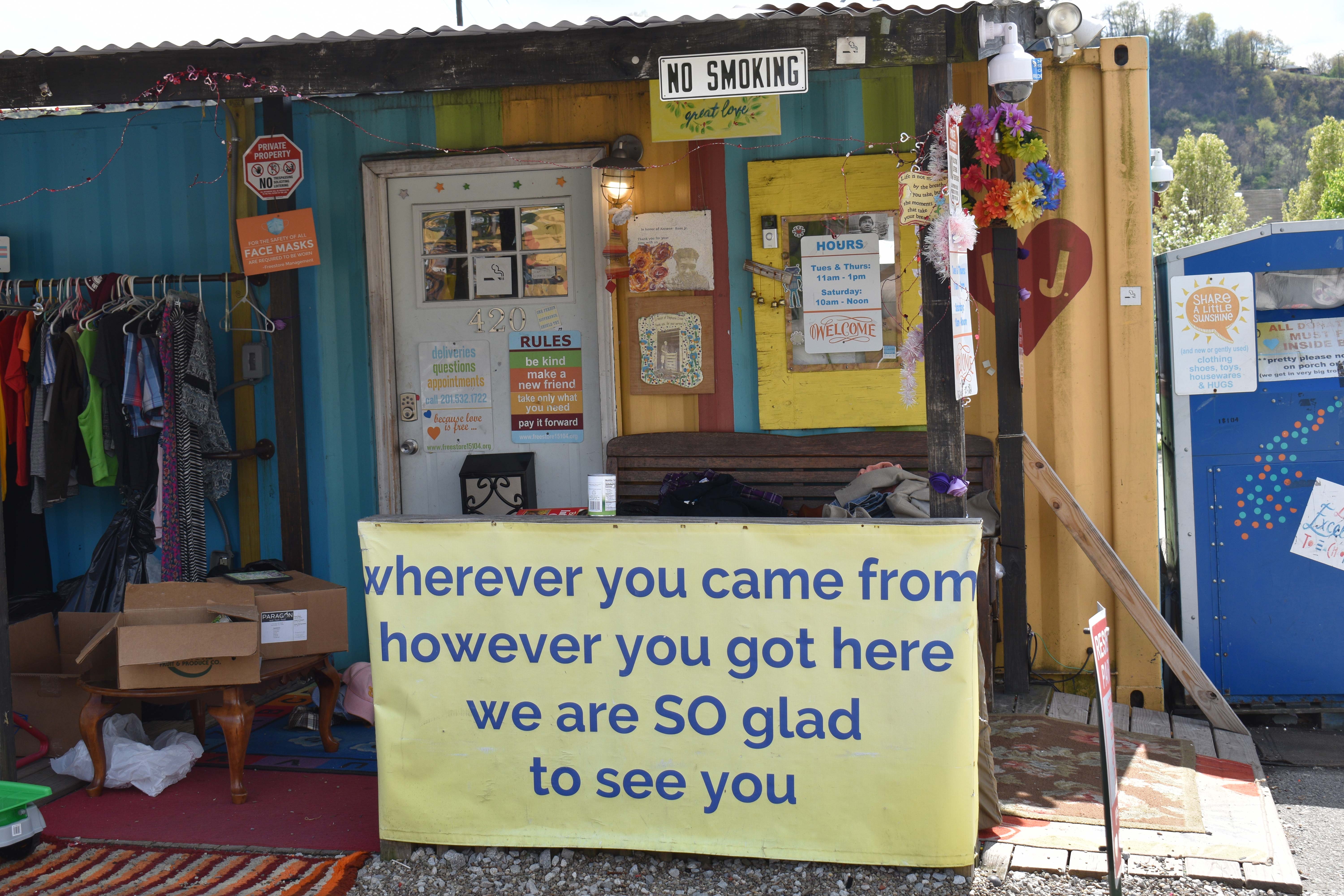 Braddock's Free Store, run by Gisele Barreto Fetterman, wife of former mayor John Fetterman. (Katie Meyer/WHYY)