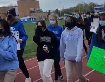 Charter School of Wilmington students march following an Earth Day rally in support of a Green Amendment to Delaware's Constitution.