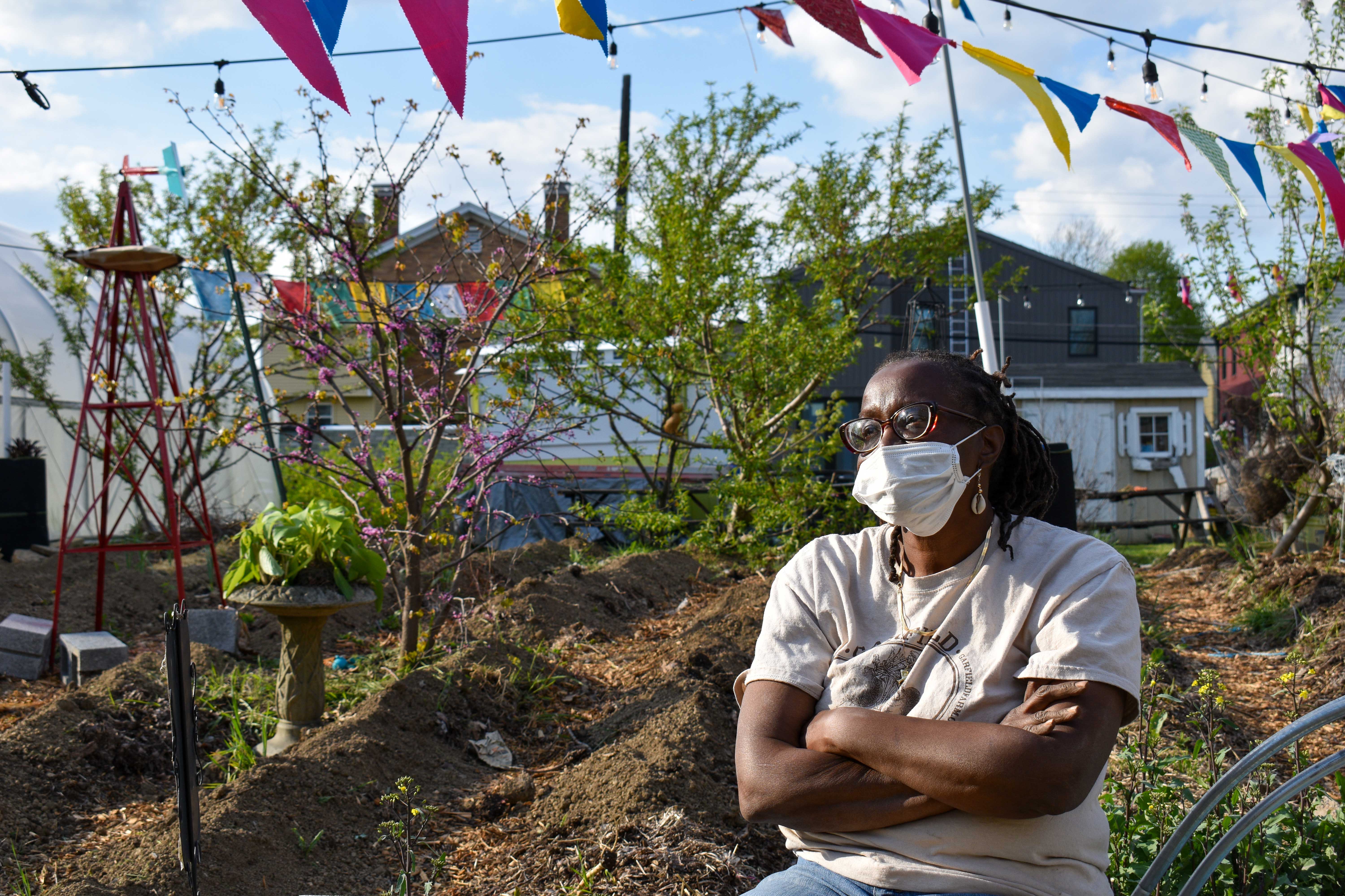 Lisa Freeman on her urban farm in Pittsburgh. (Katie Meyer/WHYY)