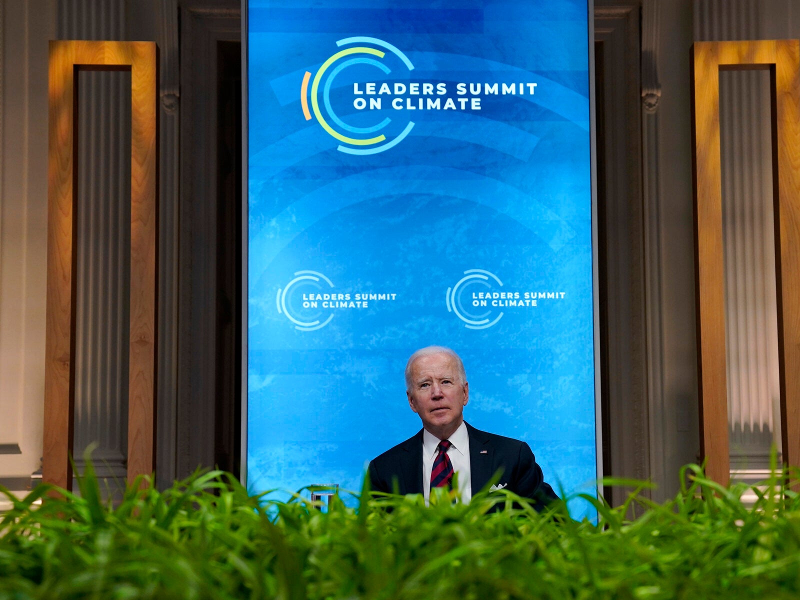 President Joe Biden speaks to the virtual Leaders Summit on Climate