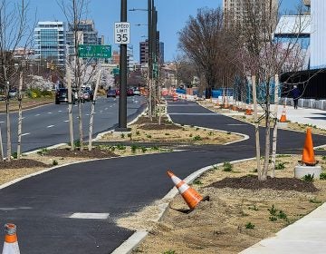 A portion of the newly paved trail along the Delaware River waterfront.