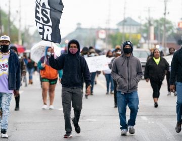 Protesters march last week in Elizabeth City