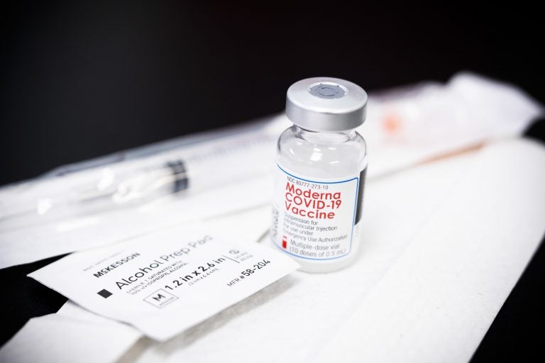 A close-up of the Moderna COVID-19 vaccine.