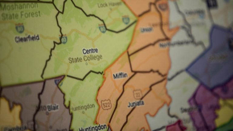 A close-up of a Pennsylvania congressional map.