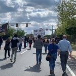 Protesters marching in Rodney Square