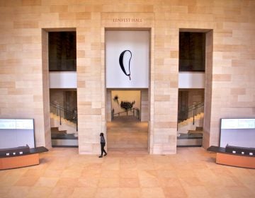 Redesigned Lenfest Hall at the Philadelphia Museum of Art West Entrance opens onto a soaring event space and new galleries. (Emma Lee/WHYY)