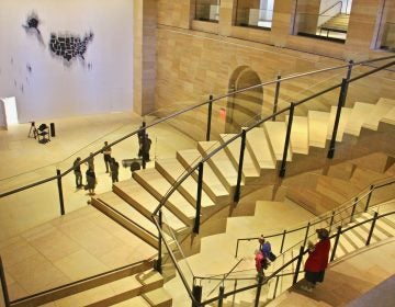 A suspended stairway leads to the Williams Forum