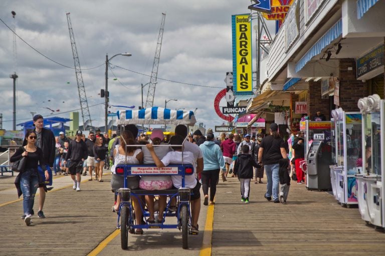 Crowds are pictured on the boardwalk in Wildwood