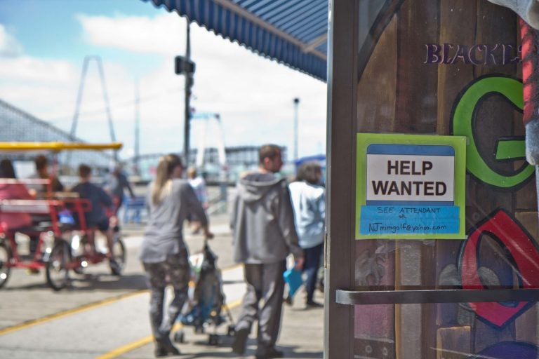 A ''Help Wanted'' sign is seen at a business on the Wildwood boardwalk.