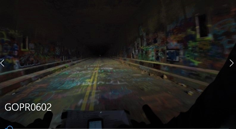 A shot captured via GoPro shows the inside of an abandoned Pennsylvania Turnpike tunnel.