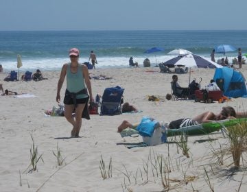 Beachgoers are pictured at Island Beach State Park