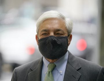 Former Penn State President Graham Spanier arrives for a hearing at the Dauphin County Courthous