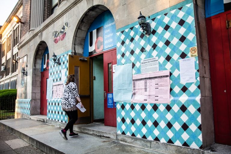 A last minute voter enters a polling place at 23rd and Jackson Streets in Philadelphia on May 18, 2021. (Kimberly Paynter/WHYY)