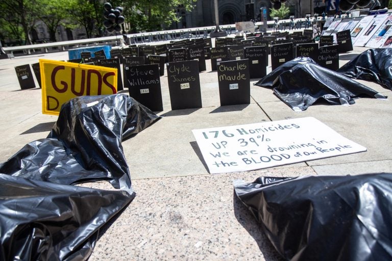 Body bags represent Philadelphians killed by gun violence