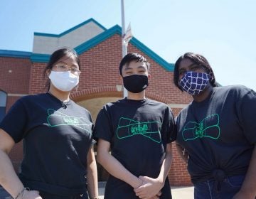 From left, Philly Teen Vass student ambassadors Vy Nguyen, Andy Nguyen and Keren Abraham. (Kenny Cooper/WHYY)